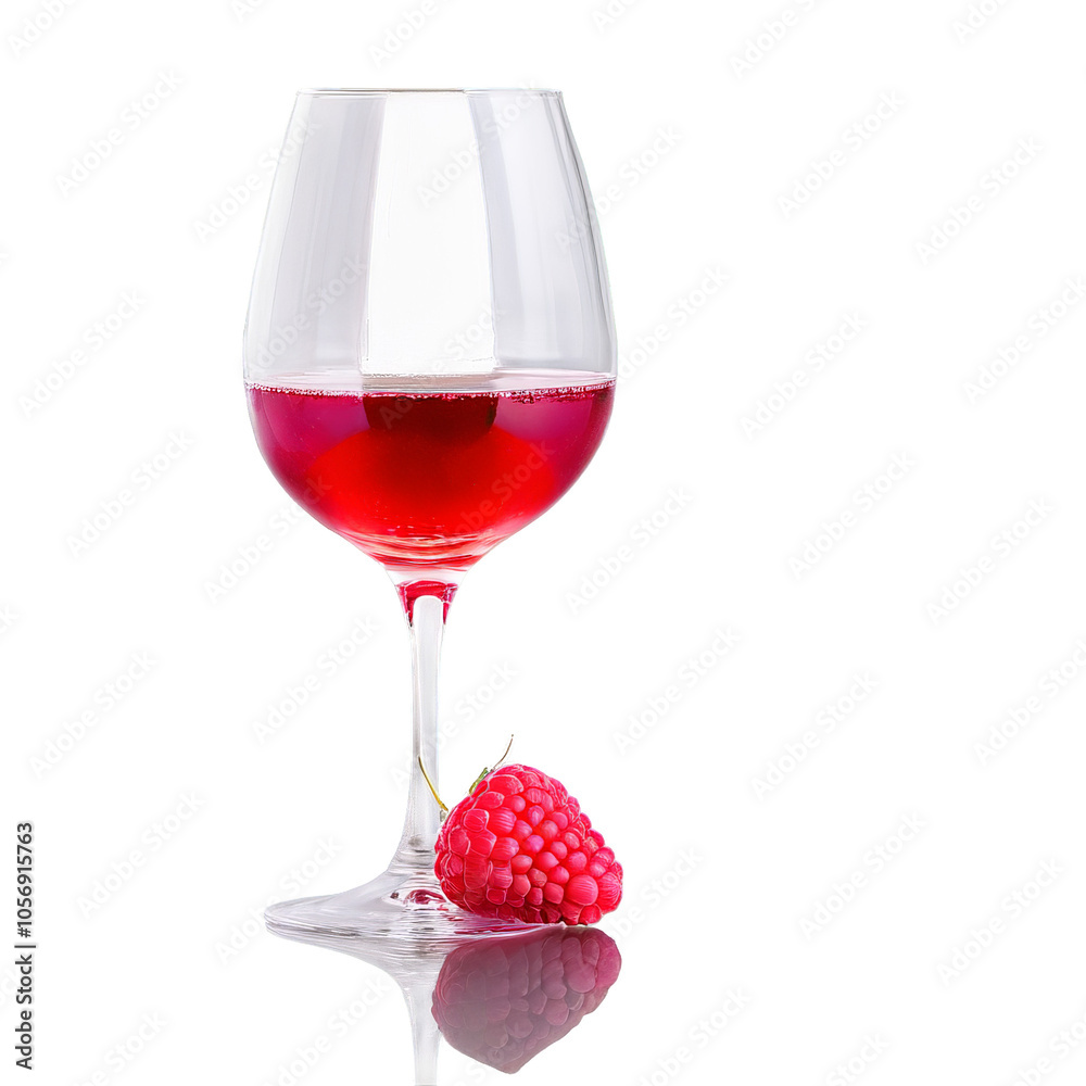Crimson raspberry juice in a grappa glass plump raspberries piled near the glass Summer freshness Crimson raspberry juice in a grappa glass plump raspberries piled near the glass Summer freshness