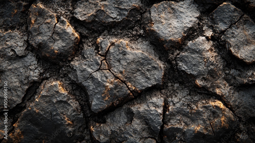 Rough rocky texture of dry black soil isolated Rough rocky texture of dry black soil isolated