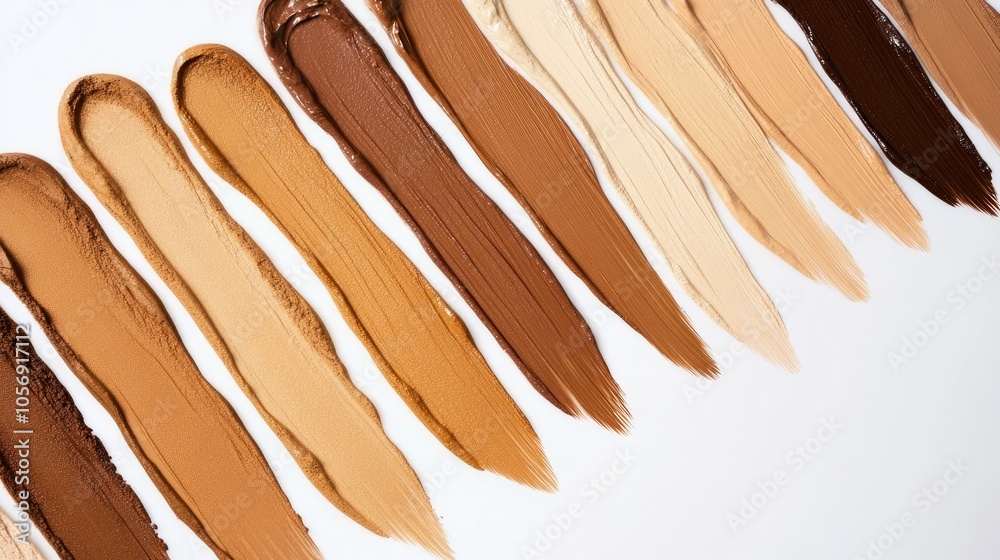 Foundation makeup swatches displayed on a white backdrop Foundation makeup swatches displayed on a white backdrop