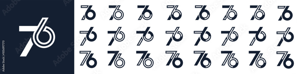 collection of creative number 76 logo designs. abstract seventy-six design vector illustration collection of creative number 76 logo designs. abstract seventy-six design vector illustration