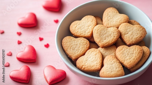 Valentine s Day card featuring heart shaped cookies photo