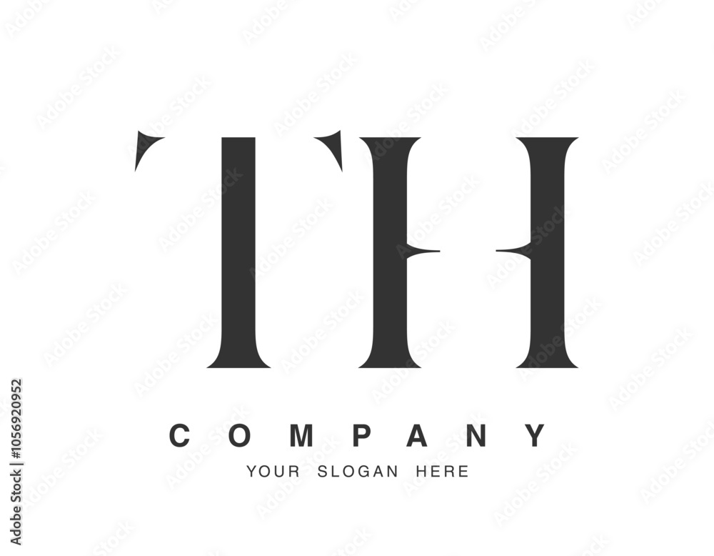 TH logo design. Initial letter t and h serif font style. Creative classic company name typography. Trendy logotype or identity.