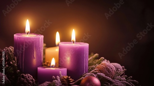 Advent wreath featuring candles for the third Sunday celebration of the Advent season photo