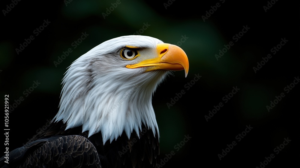 Majestic Bald Eagle Portrait with Sharp Eyes and Yellow Beak Majestic Bald Eagle Portrait with Sharp Eyes and Yellow Beak