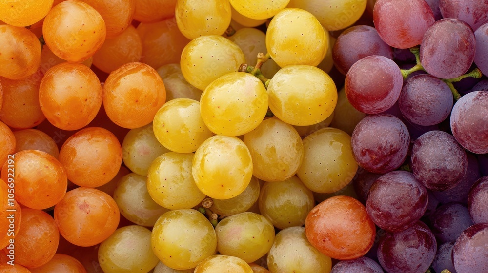 Close up image highlights different varieties of orange grapes featuring seeds