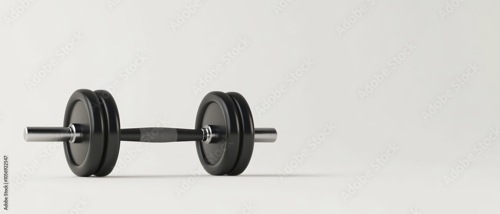 Black Dumbbell on White Background Black Dumbbell on White Background