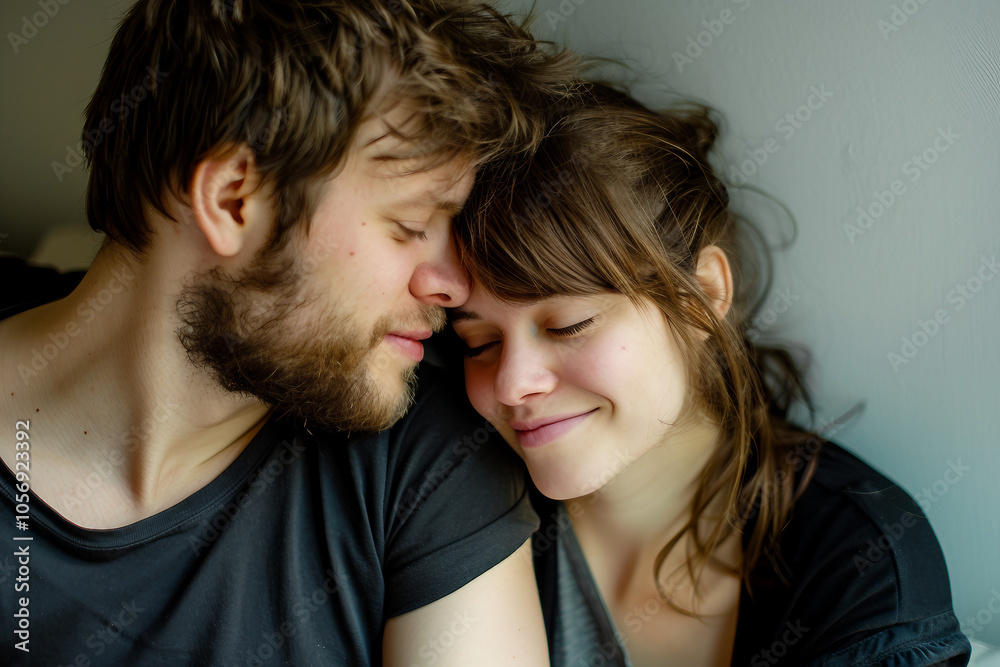 Generative AI Image of Cozy Couple in Love Spending Quality Time Together at Home Generative AI Image of Cozy Couple in Love Spending Quality Time Together at Home
