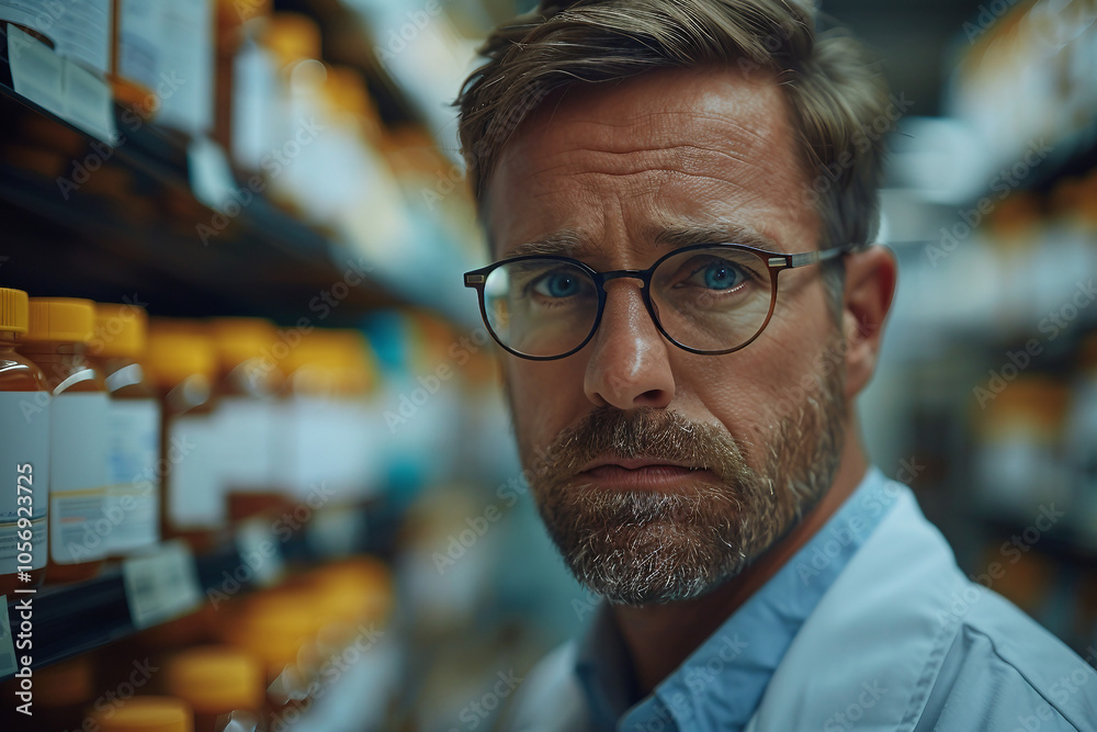 Generative AI Image of Pharmacist at Work in a Pharmacy, medication sphere, meds prescription Generative AI Image of Pharmacist at Work in a Pharmacy, medication sphere, meds prescription