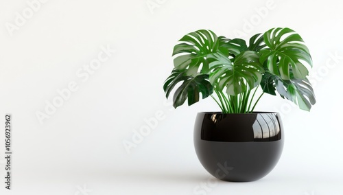 Modern Monstera Plant in Black Pot