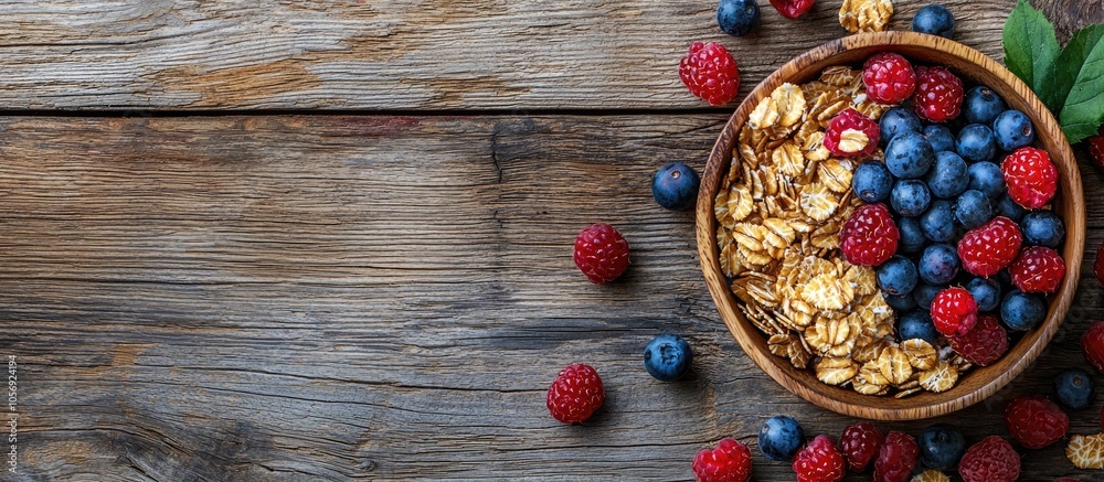 Cereal And Forest Berries On Wooden Background Cereal And Forest Berries On Wooden Background