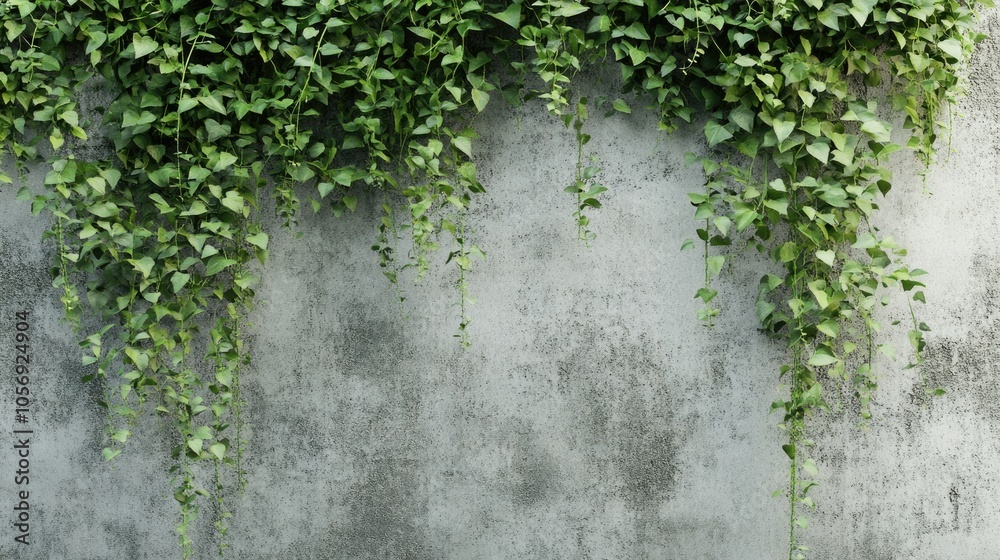 custom made wallpaper toronto digitalA lush green plant drapes over a textured concrete surface highlighting a striking contrast between organic and industrial features