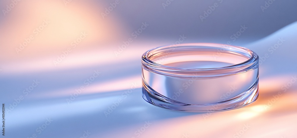 A clear glass jar sits on a smooth, white surface with a soft, pastel background. A clear glass jar sits on a smooth, white surface with a soft, pastel background.