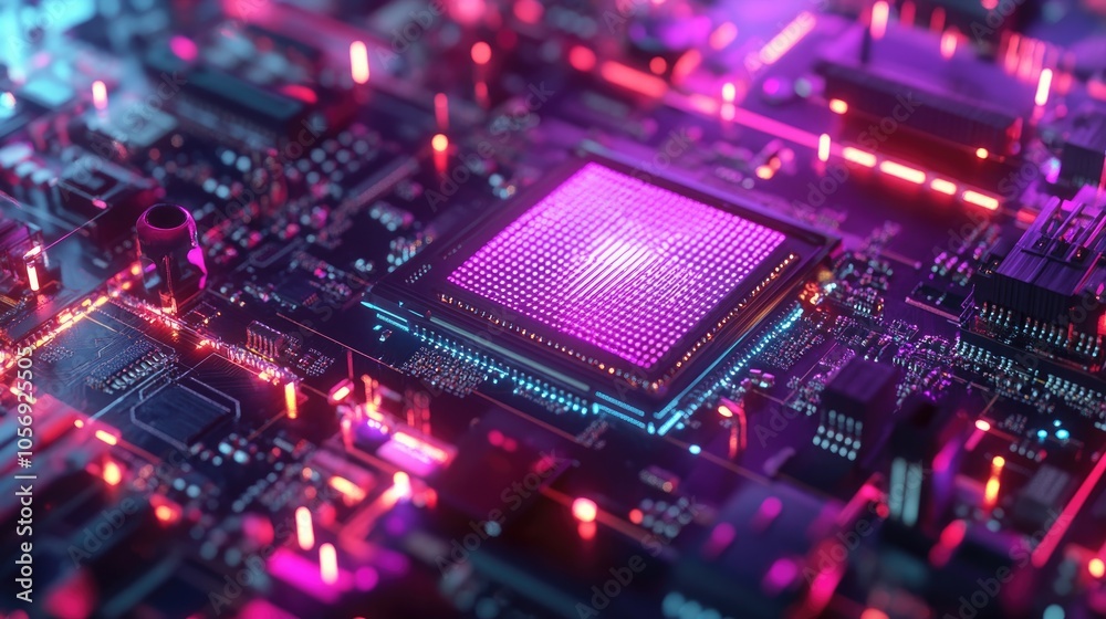Nano processors circuits and chips showcasing innovative concepts Silicon transistors integrated into a motherboard with a processor emphasizing advances in technology and AI creativity Nano processors circuits and chips showcasing innovative concepts Silicon transistors integrated into a motherboard with a processor emphasizing advances in technology and AI creativity