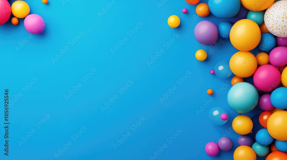 Vertical banner featuring a vibrant blue background adorned with colorful balloons Includes a designated area for text ideal for cards flyers posters decorations and advertising Vertical banner featuring a vibrant blue background adorned with colorful balloons Includes a designated area for text ideal for cards flyers posters decorations and advertising