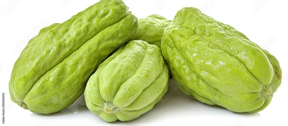 Fresh Chayote Fruit Sechium Edule Isolated On White Background Fresh Chayote Fruit Sechium Edule Isolated On White Background