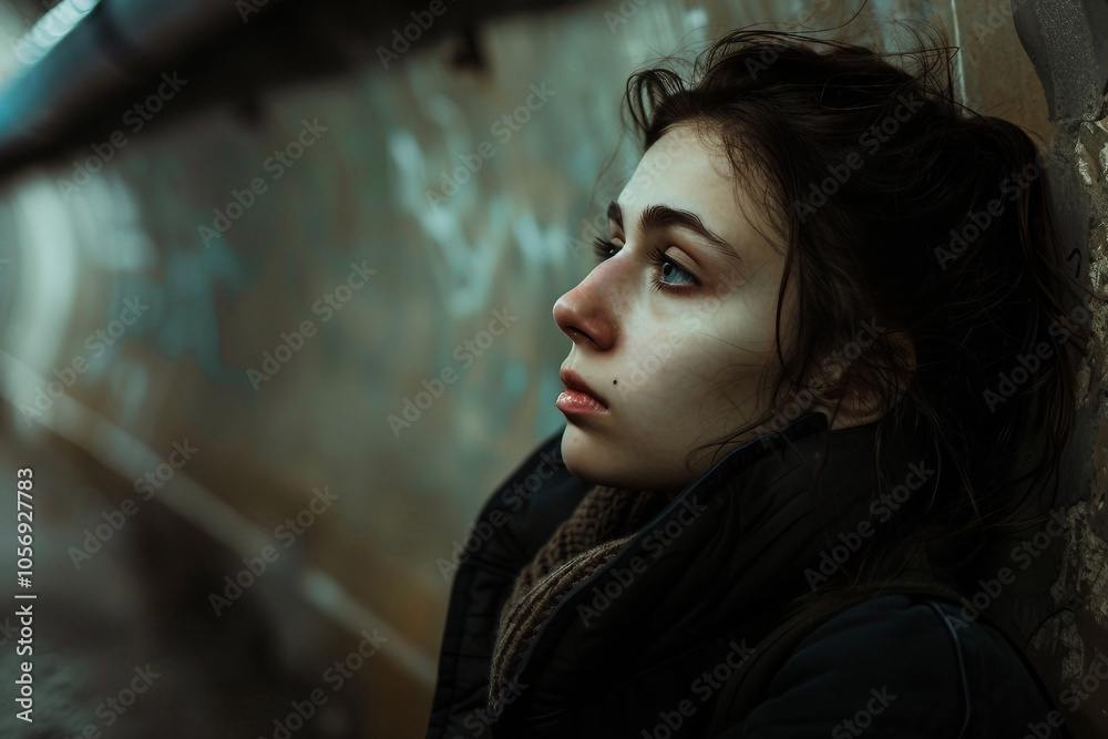 Generative AI picture people sitting together in a dimly lit bomb shelter, seeking safety during uncertain times, war Generative AI picture people sitting together in a dimly lit bomb shelter, seeking safety during uncertain times, war
