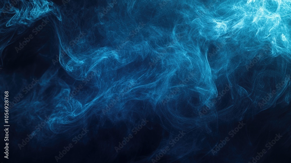 Obraz premium An abstract dark blue background features delicate wisps of smoke and smog