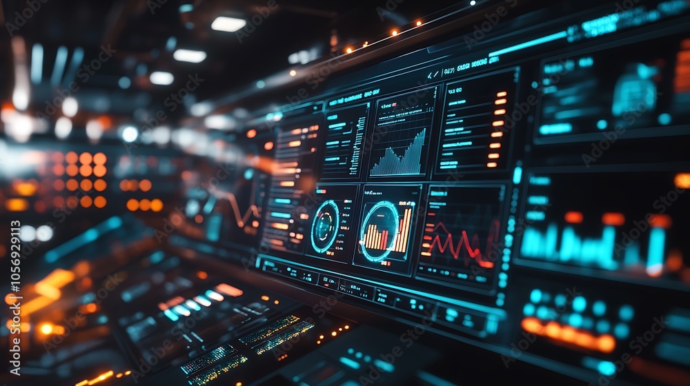 A futuristic digital screen displaying various data technology background A futuristic digital screen displaying various data technology background