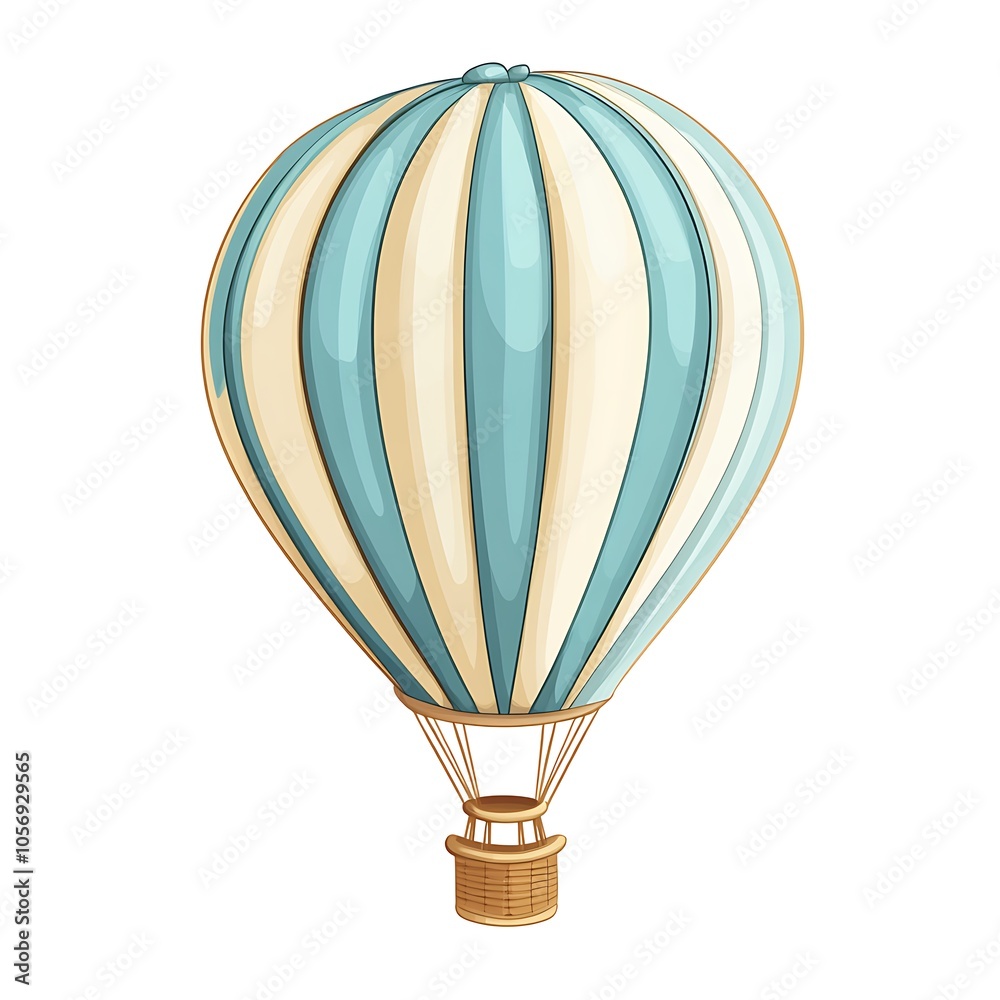 Fototapeta premium A cartoon hot air balloon symbolizing adventure or travel on a white background.