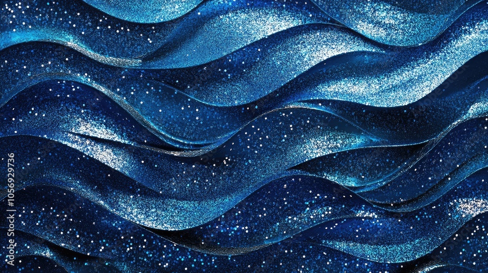 Abstract blue glitter wave texture with sequins Abstract blue glitter wave texture with sequins