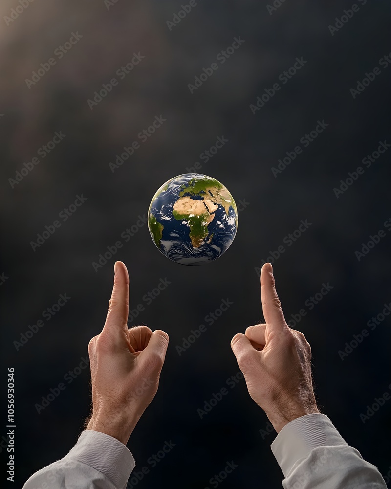 Hands holding the Earth in a symbolic gesture of care Hands holding the Earth in a symbolic gesture of care