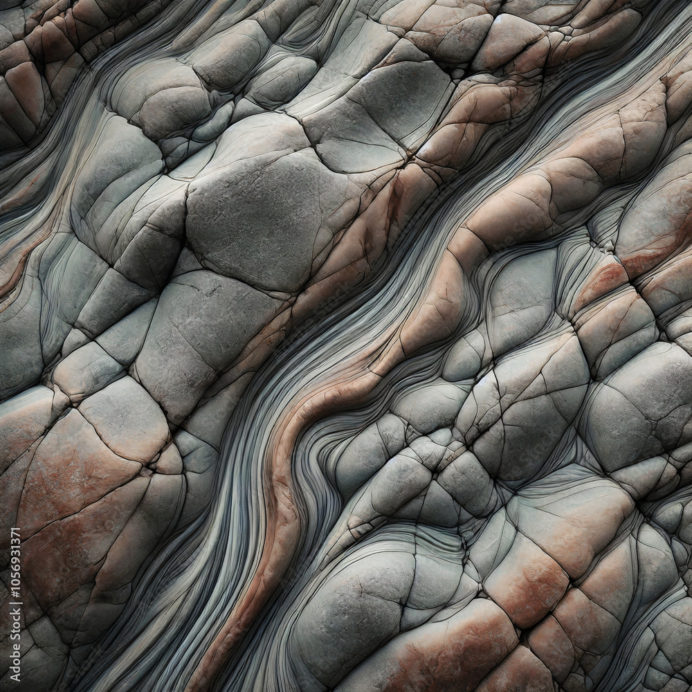 Obraz premium Detailed rock surface with organic flowing lines and earthy colors