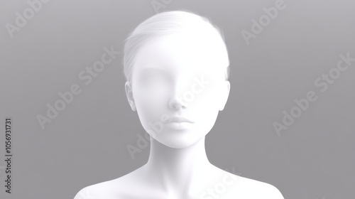 A minimalist mannequin with a smooth white surface and no facial features, representing anonymity and modern design.