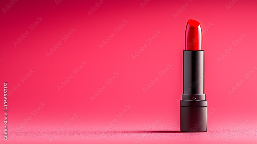 Bold red lipstick against a vibrant pink background Bold red lipstick against a vibrant pink background