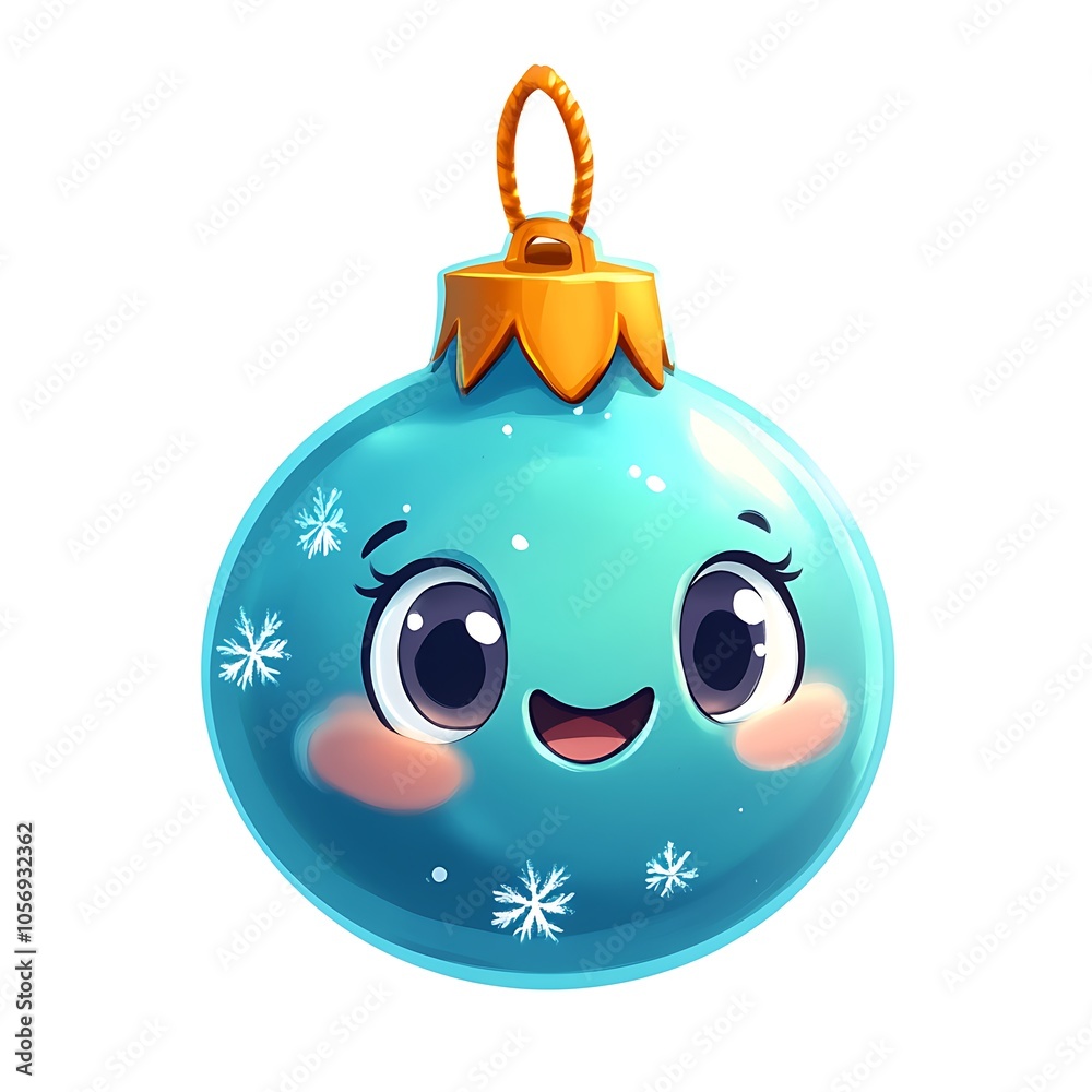 A cute cartoon Christmas ornament with shiny details on a white background. A cute cartoon Christmas ornament with shiny details on a white background.
