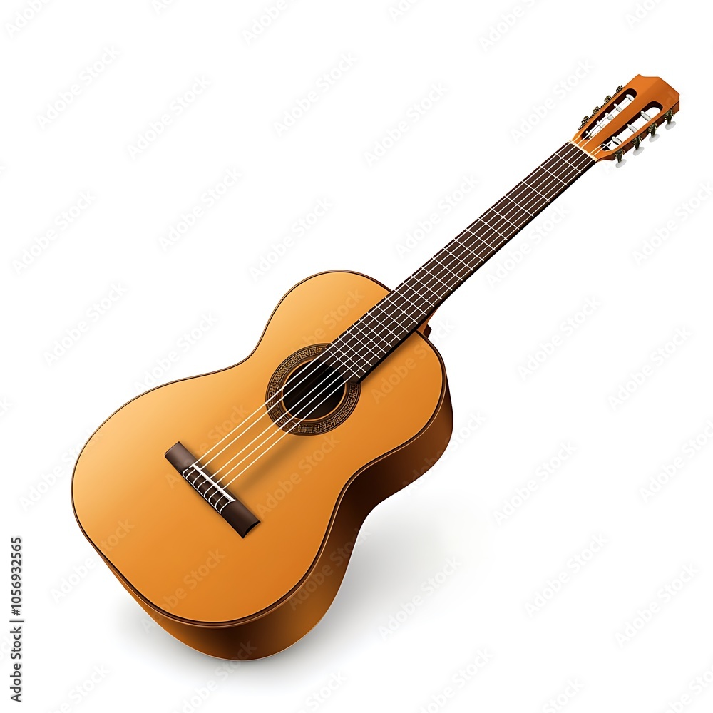 Obraz premium Classical guitar on a white background