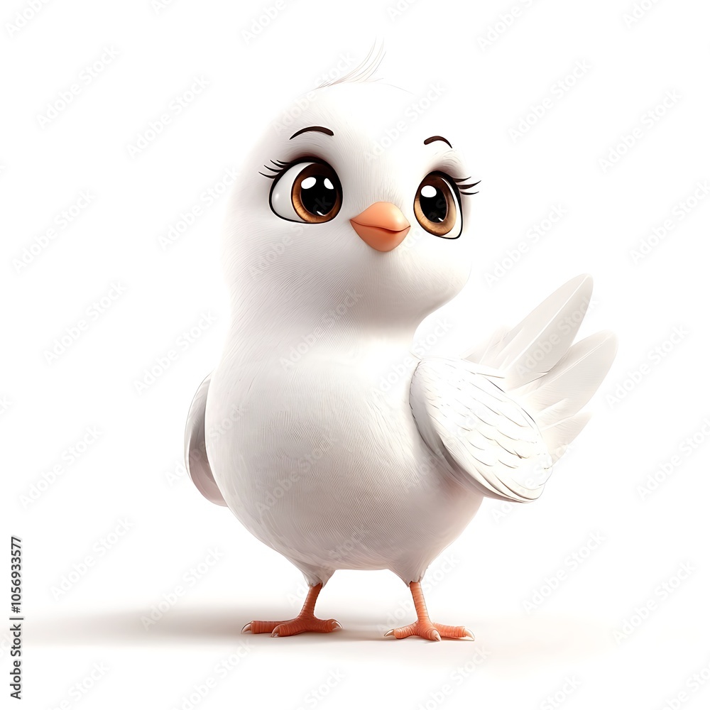 A cartoon dove standing on a white background. A cartoon dove standing on a white background.