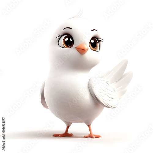 A cartoon dove standing on a white background.