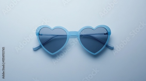 Playful Heart-Shaped Sunglasses in Soft Blue Tones