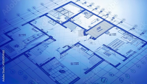 Architektur Modern Blaupause Grundrisse Schnitte Ansichten