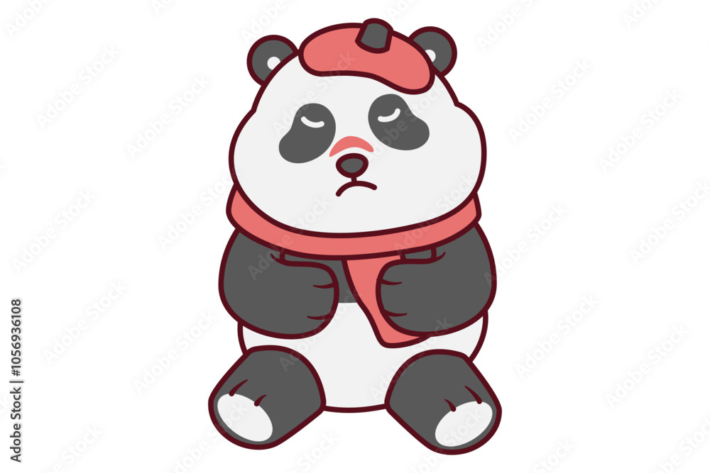 Cute Panda with Fever Illustration Cute Panda with Fever Illustration