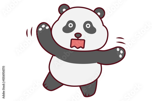 Cute Terrified Panda and Shaking Illustration