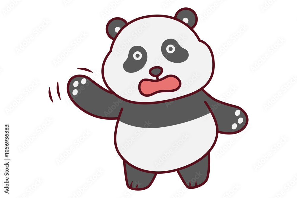 Cute Panda Panic and Shaking Illustration Cute Panda Panic and Shaking Illustration