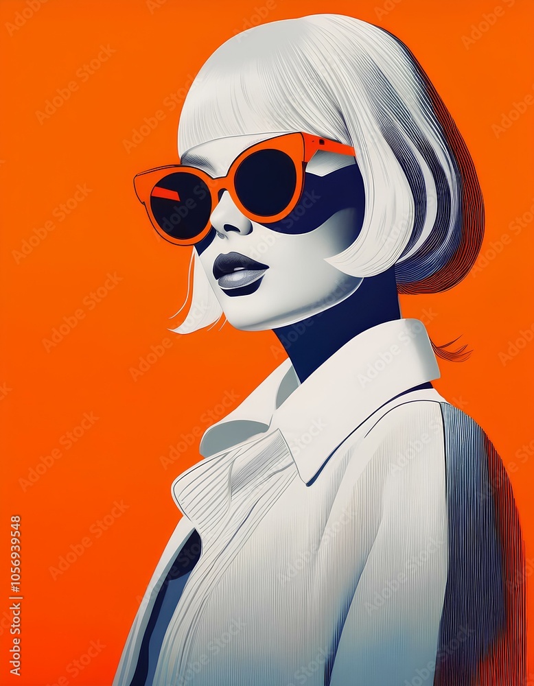 pop art , girl on orange , sun glasses pop art , girl on orange , sun glasses