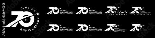 collection of creative number 70 logo designs. abstract seventy design vector illustration
