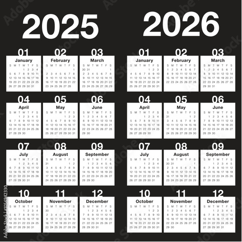 2025 2026 year calendar vector design template