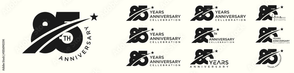 collection of creative number 85 logo designs. abstract number eighty-five design vector illustration collection of creative number 85 logo designs. abstract number eighty-five design vector illustration