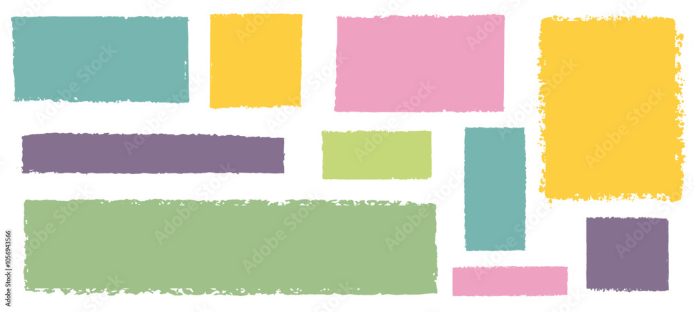 Grunge frame, text box, hand drawn crayon brush. Set. Vector illustration Grunge frame, text box, hand drawn crayon brush. Set. Vector illustration