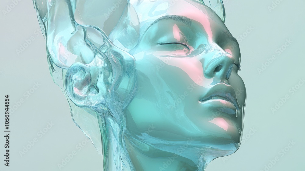 Abstract sculpture of a serene face, showcasing fluid forms and soft colors, embodying a sense of tranquility and modern artistry. Abstract sculpture of a serene face, showcasing fluid forms and soft colors, embodying a sense of tranquility and modern artistry.