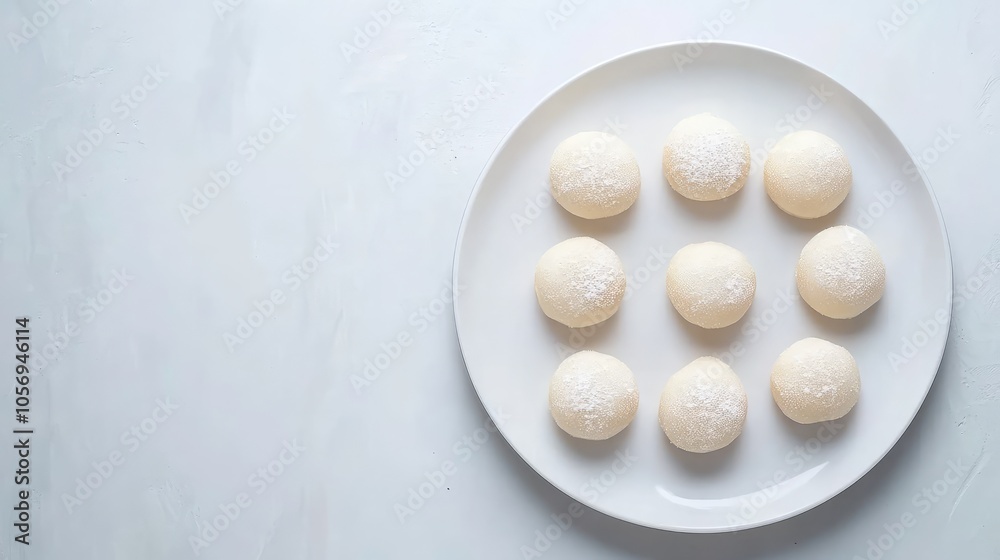 Soft White Dessert Balls on a Plate Soft White Dessert Balls on a Plate