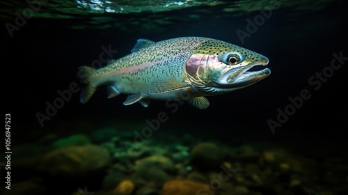 Rainbow Trout Fish Underwater Close up River Stream Wildlife Nature Fishing Sport