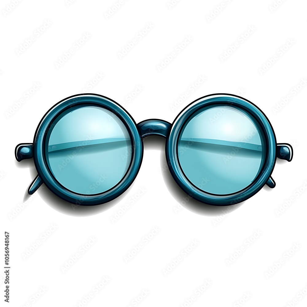 Cartoon glasses icon representing vision or insight on a white background. Cartoon glasses icon representing vision or insight on a white background.