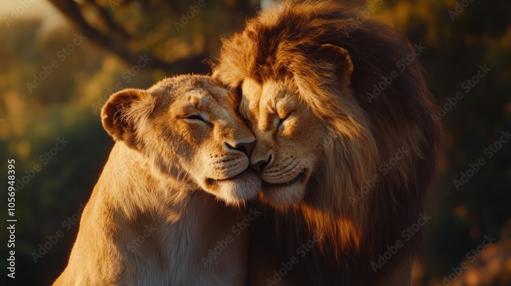 Naklejka premium Lion Couple in Love