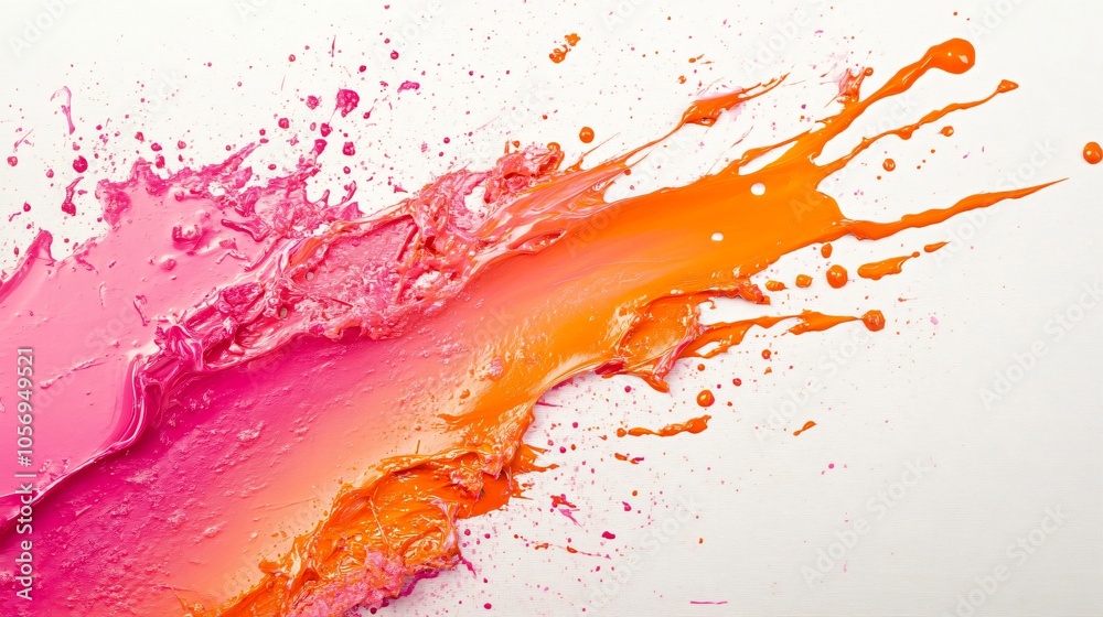 Abstract Orange and Pink Paint Splashes on White Background Abstract Orange and Pink Paint Splashes on White Background