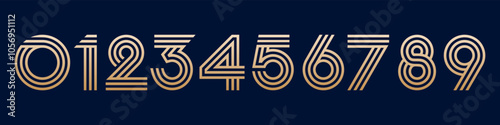set of creative number 1 to 10 logo designs. abstract number gold color design vector illustration