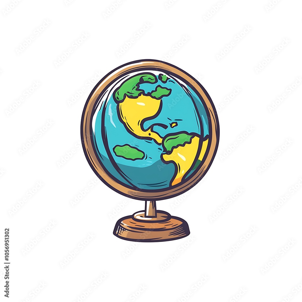 Cartoon globe icon symbolizing travel or global awareness on a white background. Cartoon globe icon symbolizing travel or global awareness on a white background.